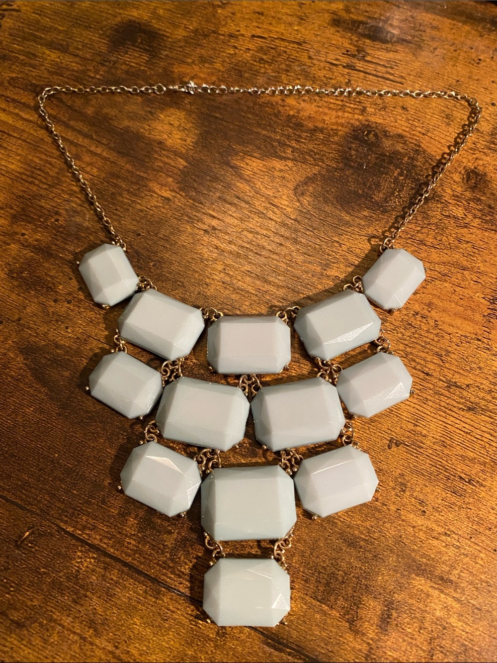 Statement Bib Necklace - Light Blue Gemstone Style